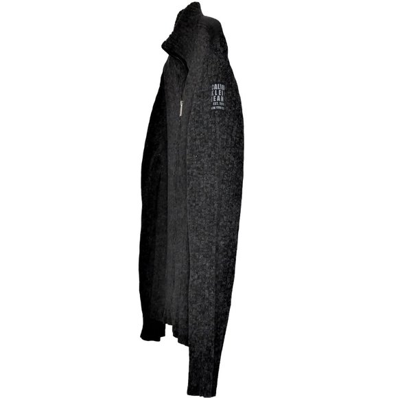 Calvin Klein Jeans 100% Cotton Men's Ribbed Knit Grey Cardigan Sweater … - Picture 3 of 13